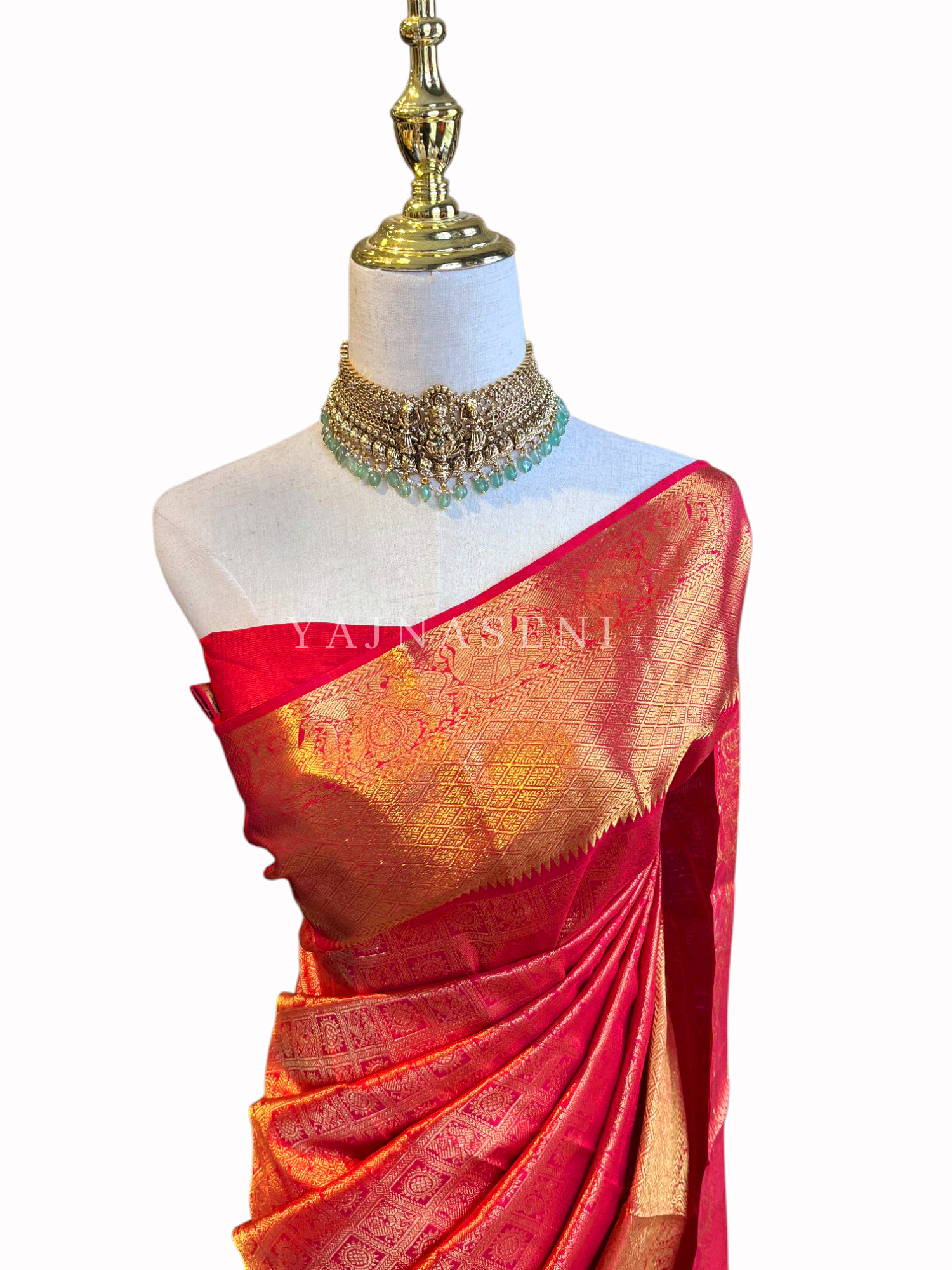 Crimson - Pure Kanjivaram Silk Saree with Gold Zari