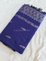 Load image into Gallery viewer, Kalyani Cotton Saree - Silver Zari : Blue
