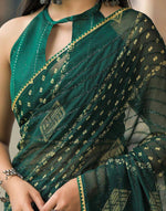 Load image into Gallery viewer, Chiffon Saree x Shimmery Tinsel : Green
