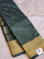 Load image into Gallery viewer, Luxe Edit x Semi Soft Silk Gold Zari Saree - Dark Green

