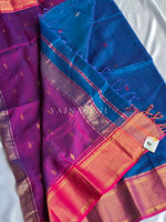 Load image into Gallery viewer, Maheswari Handloom Silk Cotton Saree - Blue x Purple
