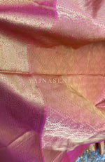 Load image into Gallery viewer, Vaira oosi x Checkered Saree - Sunset Pink
