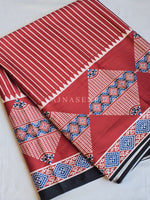 Load image into Gallery viewer, Printed Satin Saree : Diamond Border x Stripes
