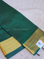 Load image into Gallery viewer, Minimalist Semi Silk Saree x Gold Zari - Bottle Green
