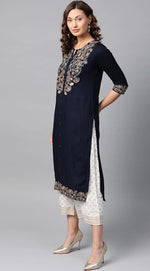 Load image into Gallery viewer, CHAYA [S / 36] - Straight cut embroidered kurti set
