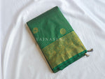 Load image into Gallery viewer, Vaira Oosi Checkered x Peacock Semi Silk Saree - Emerald
