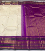 Load image into Gallery viewer, IVORY EMPRESS - Pure Kanjivaram Silk Saree with Gold Zari
