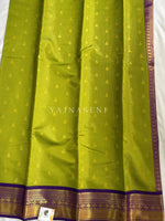 Load image into Gallery viewer, Kanchipuram Semi Silk Saree x Checkered - Parrot Green x Purple
