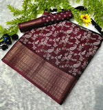 Load image into Gallery viewer, Semi Mysore Silk Saree x Zari Border - Burgundy
