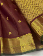 Load image into Gallery viewer, MAHOGANY HERITAGE - Pure Kanjivaram Silk Saree with Gold Zari
