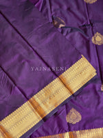 Load image into Gallery viewer, Soft Silk x Gold Zari Saree - Dark Purple
