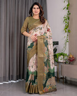 Load image into Gallery viewer, Linen Cotton Saree - Garden Glow
