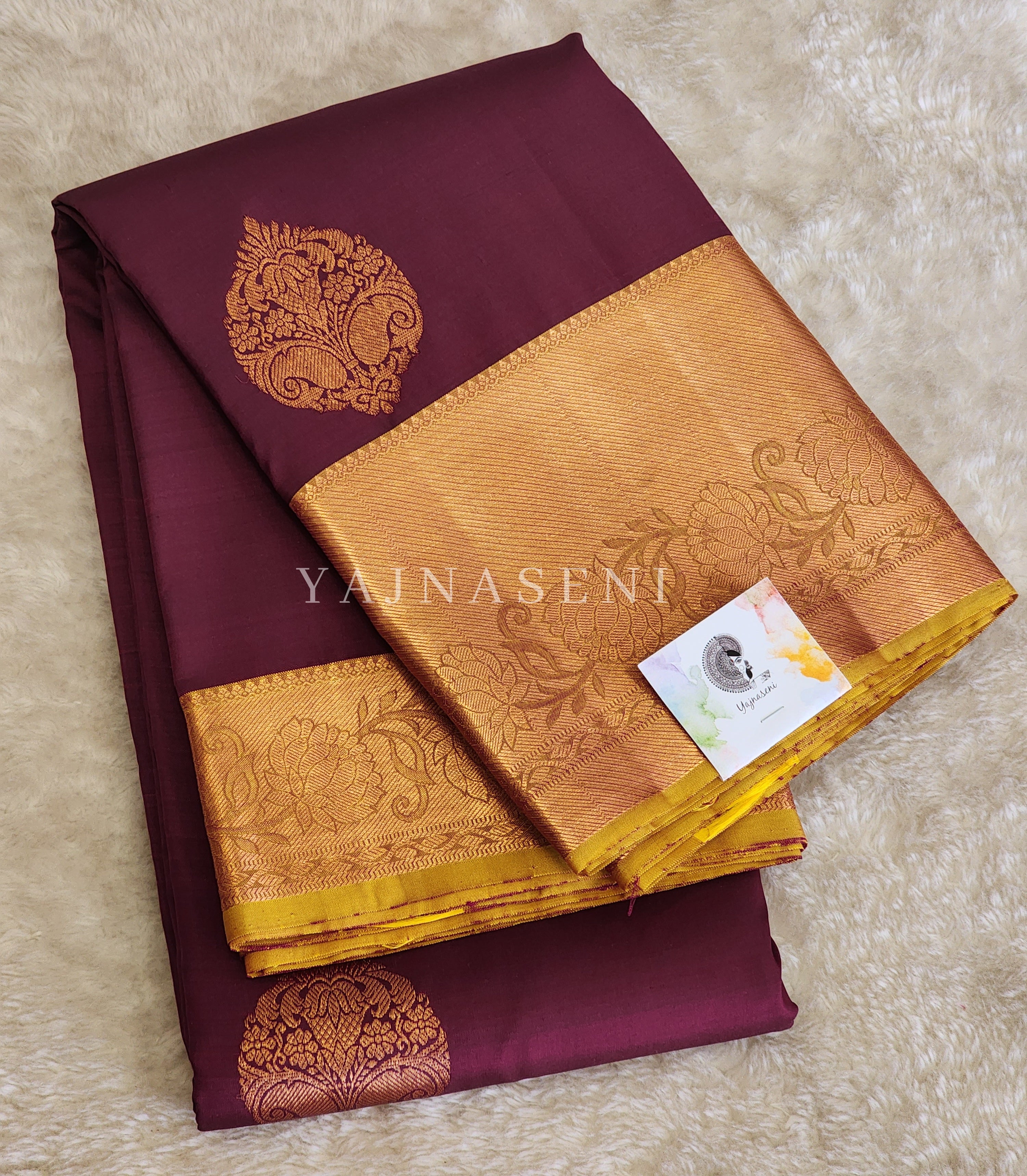 Charoite - Pure Kanjivaram Silk Saree with Copper Zari