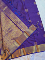 Load image into Gallery viewer, Kolam Motifs x Semi Soft Silk Saree - Violet Blue

