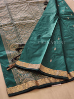Load image into Gallery viewer, Kanchi cotton silk saree x mini border : Teal Green

