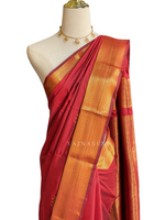 Load image into Gallery viewer, Kolam Motifs x Semi Soft Silk Saree - Brick Red
