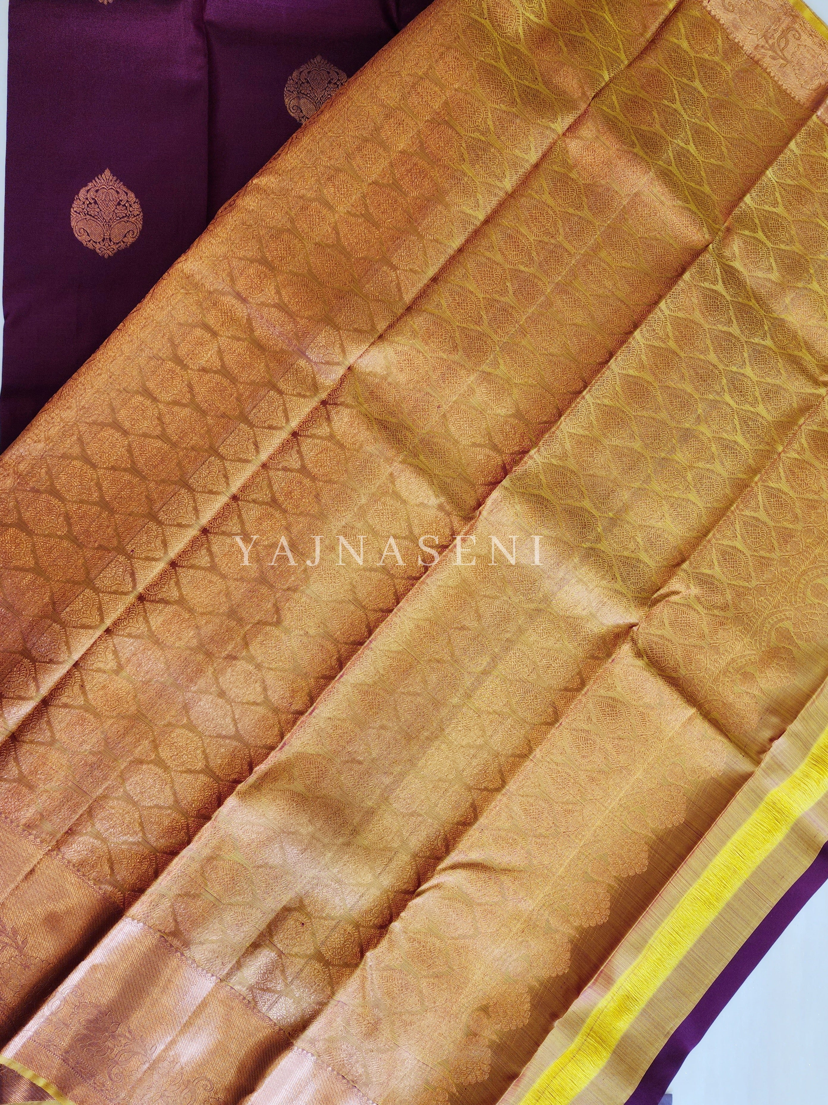 Charoite - Pure Kanjivaram Silk Saree with Copper Zari