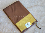 Load image into Gallery viewer, Minimalist Semi Silk Saree x Gold Zari - Chocolate Brown

