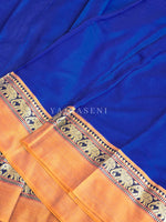 Load image into Gallery viewer, Narayanpet Mercerised Cotton Saree : Royal Blue x Mustard
