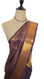 Load image into Gallery viewer, Handloom Kanchipuram Silk Cotton Saree : Aubergine
