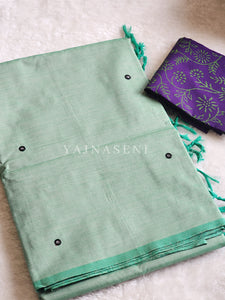 Cotton x Mirror saree : Aqua x Purple
