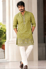 Load image into Gallery viewer, SK [M/38] - (Pista) Men Mid Length Kurta Top
