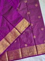 Load image into Gallery viewer, Vaira Oosi Checkered x Peacock Semi Silk Saree - Purple
