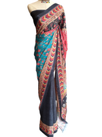 Load image into Gallery viewer, Printed Viscose Saree x Mirrors : Black x Multicolour

