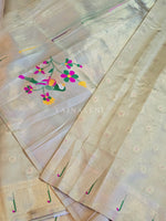 Load image into Gallery viewer, Tissue Semi Silk Saree x Paithani Inspired Motifs : Gold
