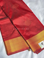 Load image into Gallery viewer, Kolam Motifs x Semi Soft Silk Saree - Brick Red
