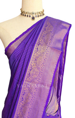 Load image into Gallery viewer, Vaira oosi x Checkered Saree - Violet Blue
