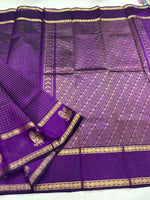 Load image into Gallery viewer, Annapakshi Border x Kattam Silk Cotton Saree : Purple
