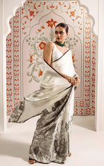 Load image into Gallery viewer, Printed Satin Saree : White
