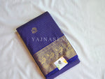 Load image into Gallery viewer, Vaira Oosi Checkered x Peacock Semi Silk Saree - Royal Blue
