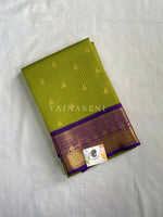 Load image into Gallery viewer, Kanchipuram Semi Silk Saree x Checkered - Parrot Green x Purple
