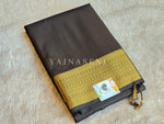 Load image into Gallery viewer, Minimalist Semi Silk Saree x Gold Zari - Dark Chocolate
