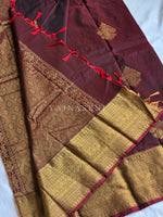 Load image into Gallery viewer, Royal Edit x Semi Soft Silk Gold Zari Saree - Maroon
