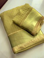 Load image into Gallery viewer, Checkered Viscose Georgette Saree : Pistachio Green
