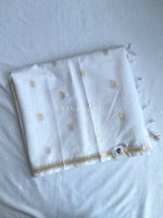 Load image into Gallery viewer, Maheswari Small Border Cotton Saree : White x Pink
