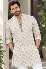 Load image into Gallery viewer, VIKRAM [L/40] - (Orange) Men Mid Length Kurta Top
