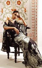 Load image into Gallery viewer, Printed Satin Saree : Black

