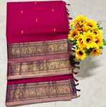 Load image into Gallery viewer, Kanchi Cotton Saree x Tall Border : Magenta
