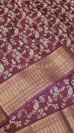 Load image into Gallery viewer, Semi Mysore Silk Saree x Zari Border - Burgundy
