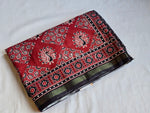 Load image into Gallery viewer, Printed Cotton Silk x Gold Border : Red x Black
