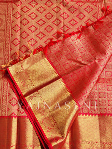 Crimson - Pure Kanjivaram Silk Saree with Gold Zari