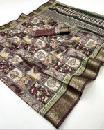 Load image into Gallery viewer, Dola Semi Silk Saree x Vanam Tales - Brown
