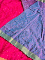 Load image into Gallery viewer, Blended Cotton Saree x Tissue border - Hot Pink x Violet

