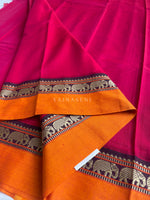 Load image into Gallery viewer, Narayanpet Mercerised Cotton Saree : Hot Pink x Orange
