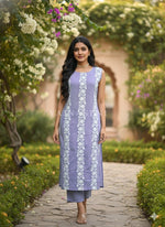 Load image into Gallery viewer, PRISHTI [M/38] - Straight Cut Kurti Set (Lavender)
