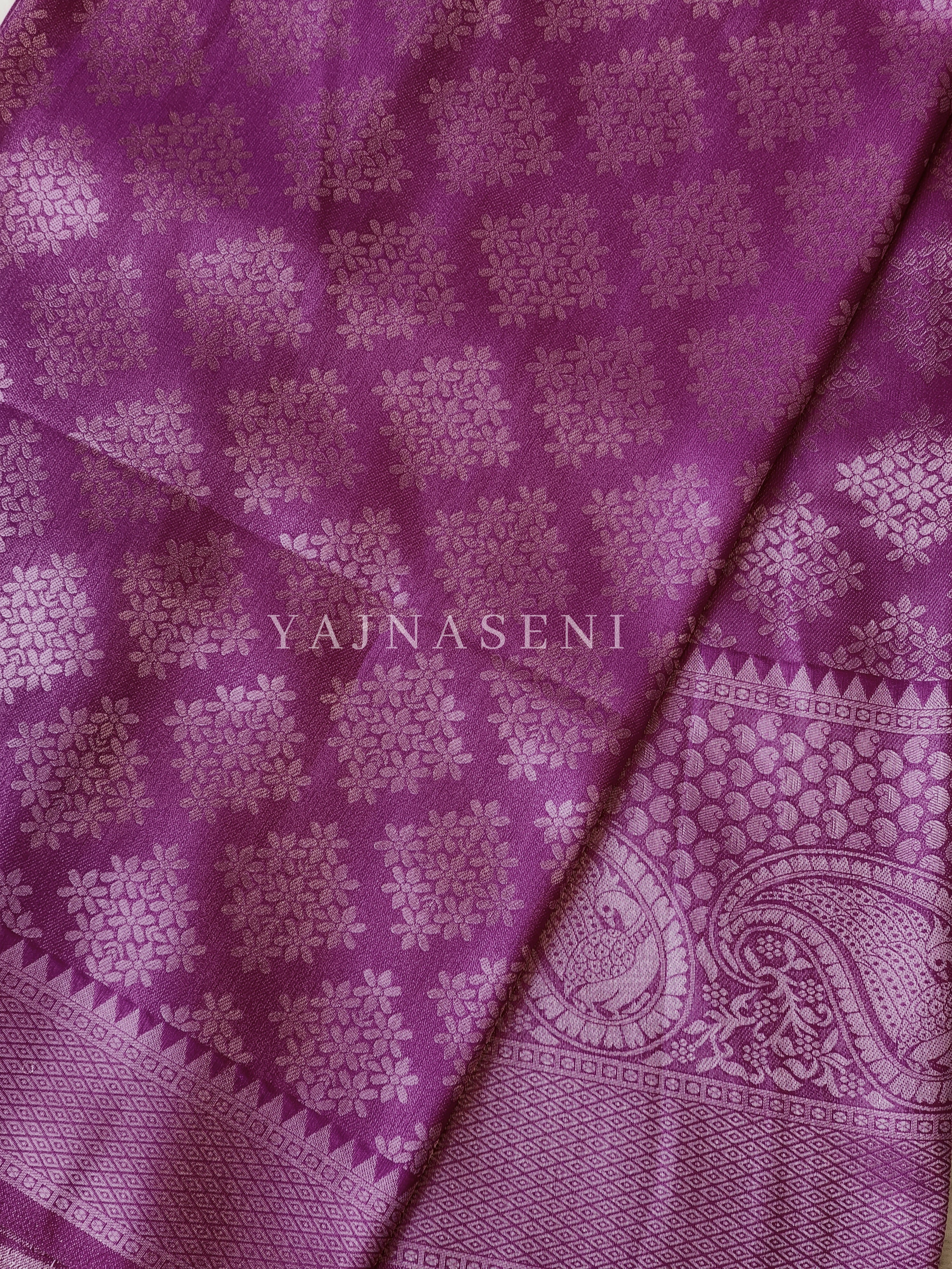 Soft silk banarasi x Rosegold zari Saree - Plum x Blue